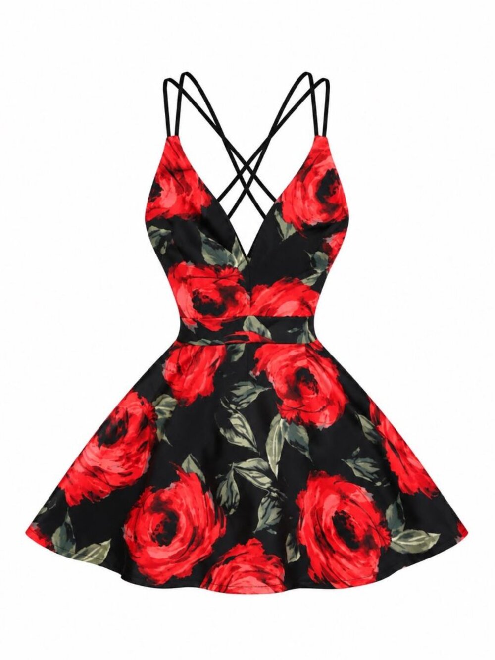 Red Rose Print Spaghetti cros - Picture 1 of 1
